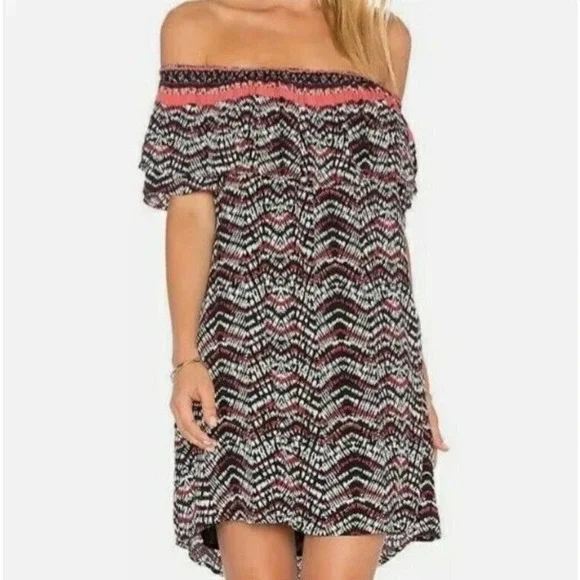Sanctuary Stella Off the Shoulder Mini Dress Women's Small‎ Bright Maasai Print - Picture 6 of 10